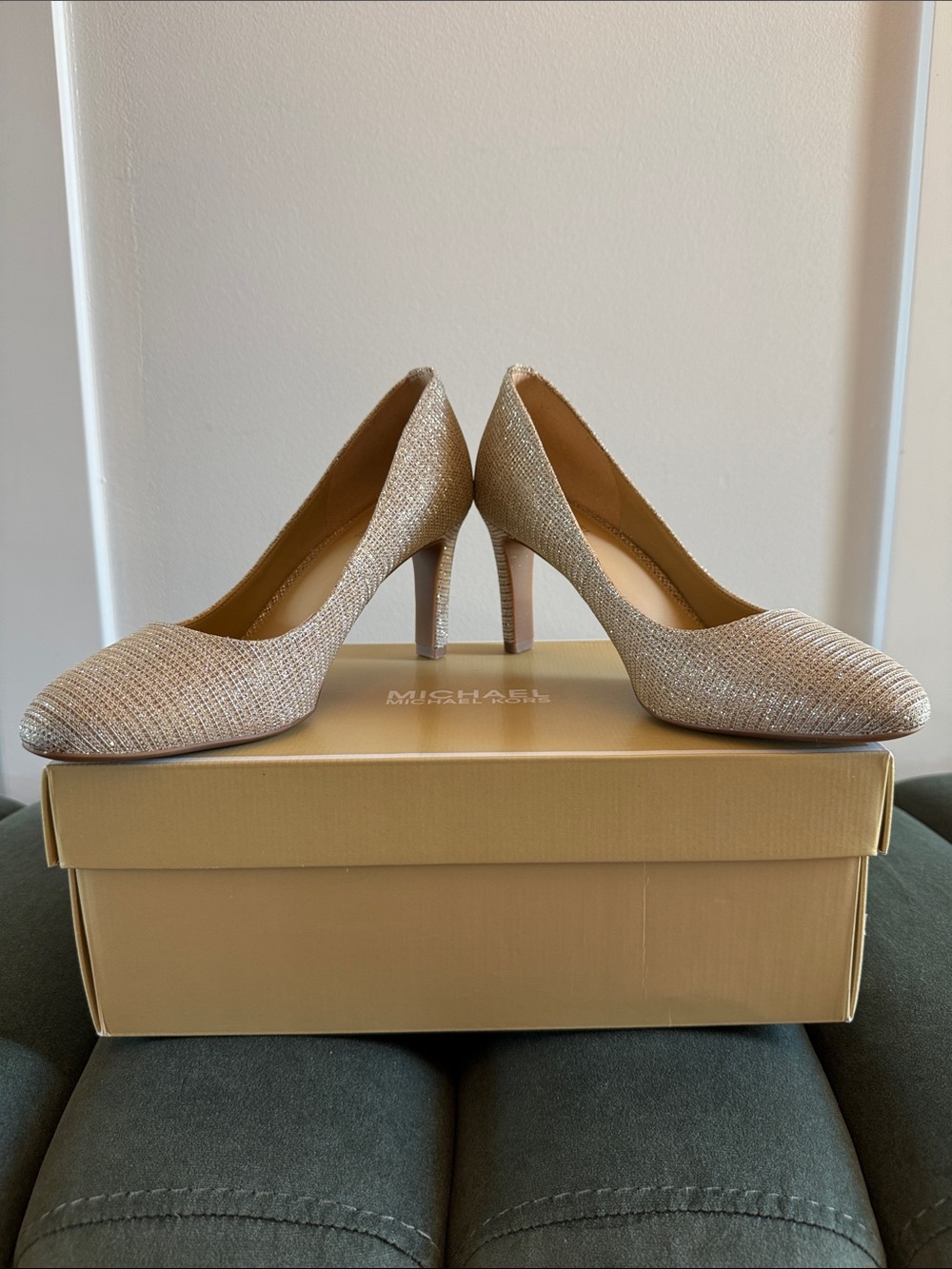 Michael Kors Glittery Champagne Pointed-Toe Heels